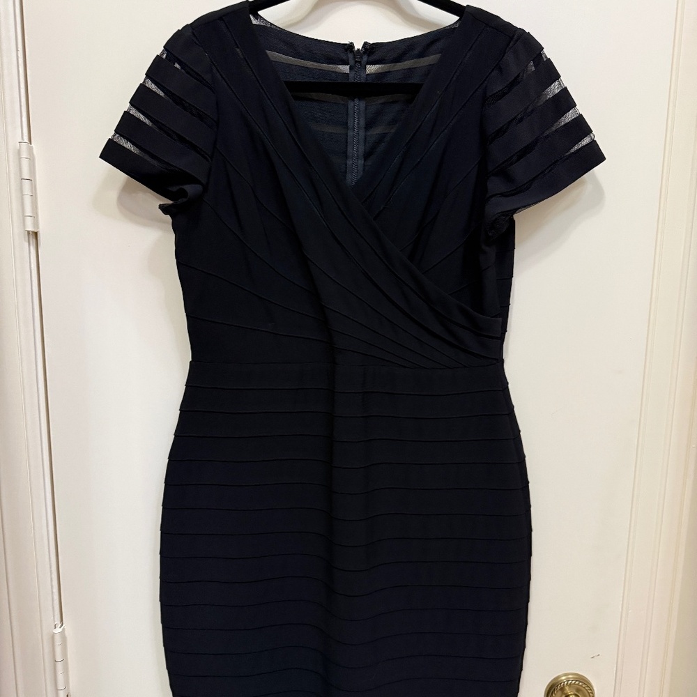 Adrianna Papell Black Knee Length Cocktail Dress.  Size 12